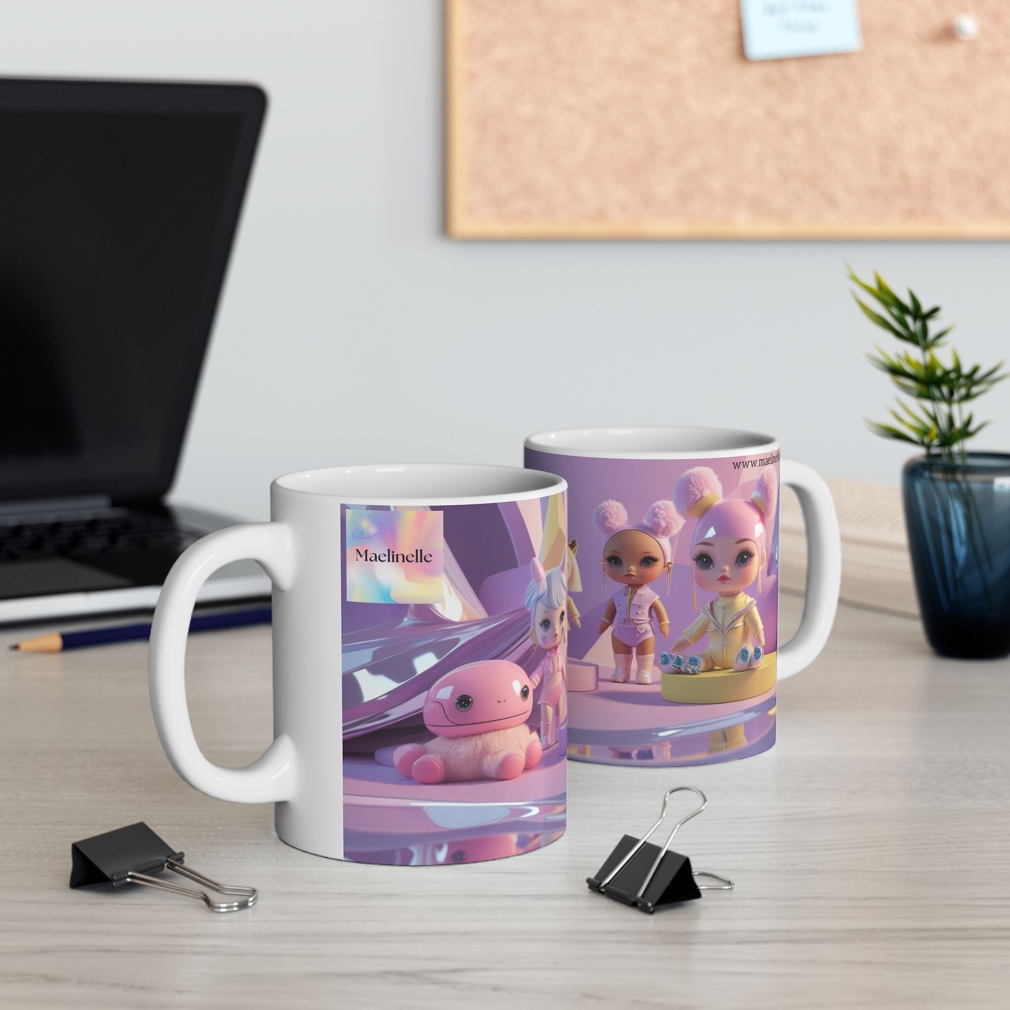 Maelinelle Dolls Ceramic Mugs - Adorable Gift for Collectors, Kids, Birthdays, Holidays, Home Decor, Fun Drinkware