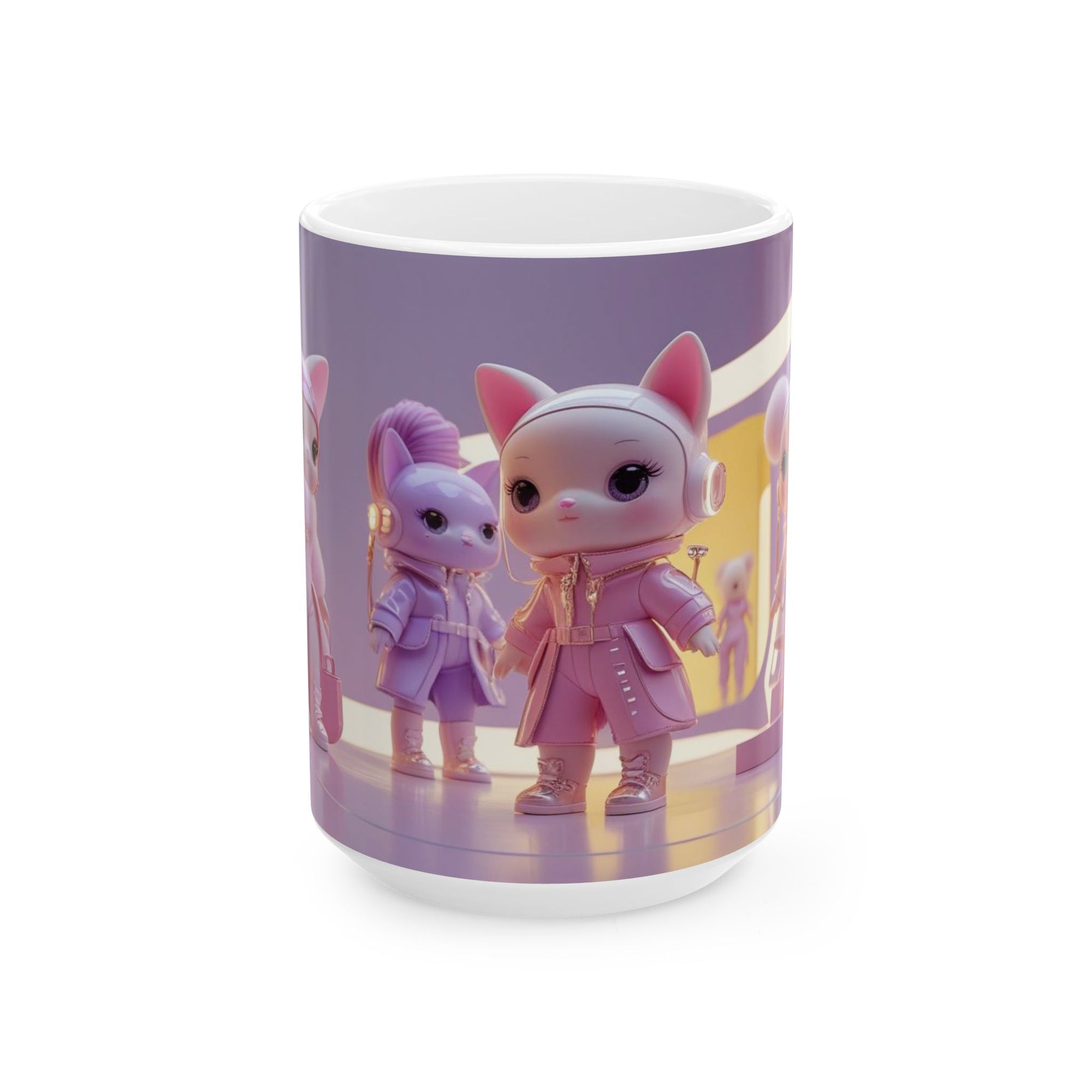 Maelinelle Cat Dolls Ceramic Mug - Kawaii Gift for Collectors, Kids, Birthdays, Holidays, Home Decor, Fun Drinkware