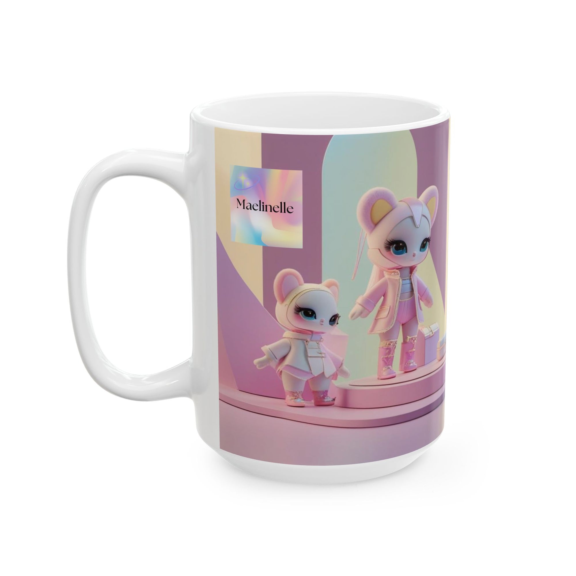 Maelinelle Bear Dolls Ceramic Mug - Cute Gift for Collectors, Kids, Birthdays, Holidays, Home Decor, Fun Drinkware