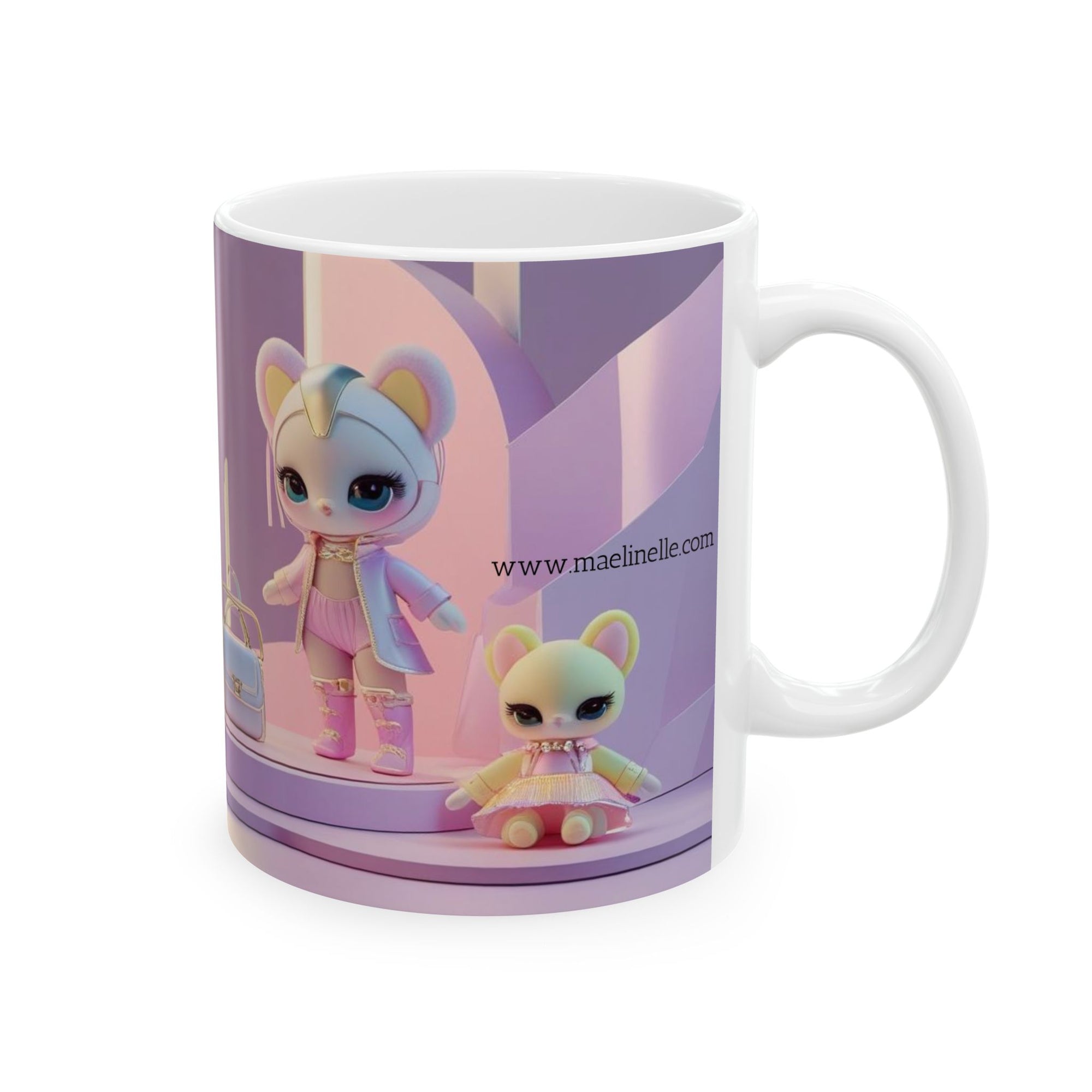 Maelinelle Bear Dolls Ceramic Mug - Cute Gift for Collectors, Kids, Birthdays, Holidays, Home Decor, Fun Drinkware