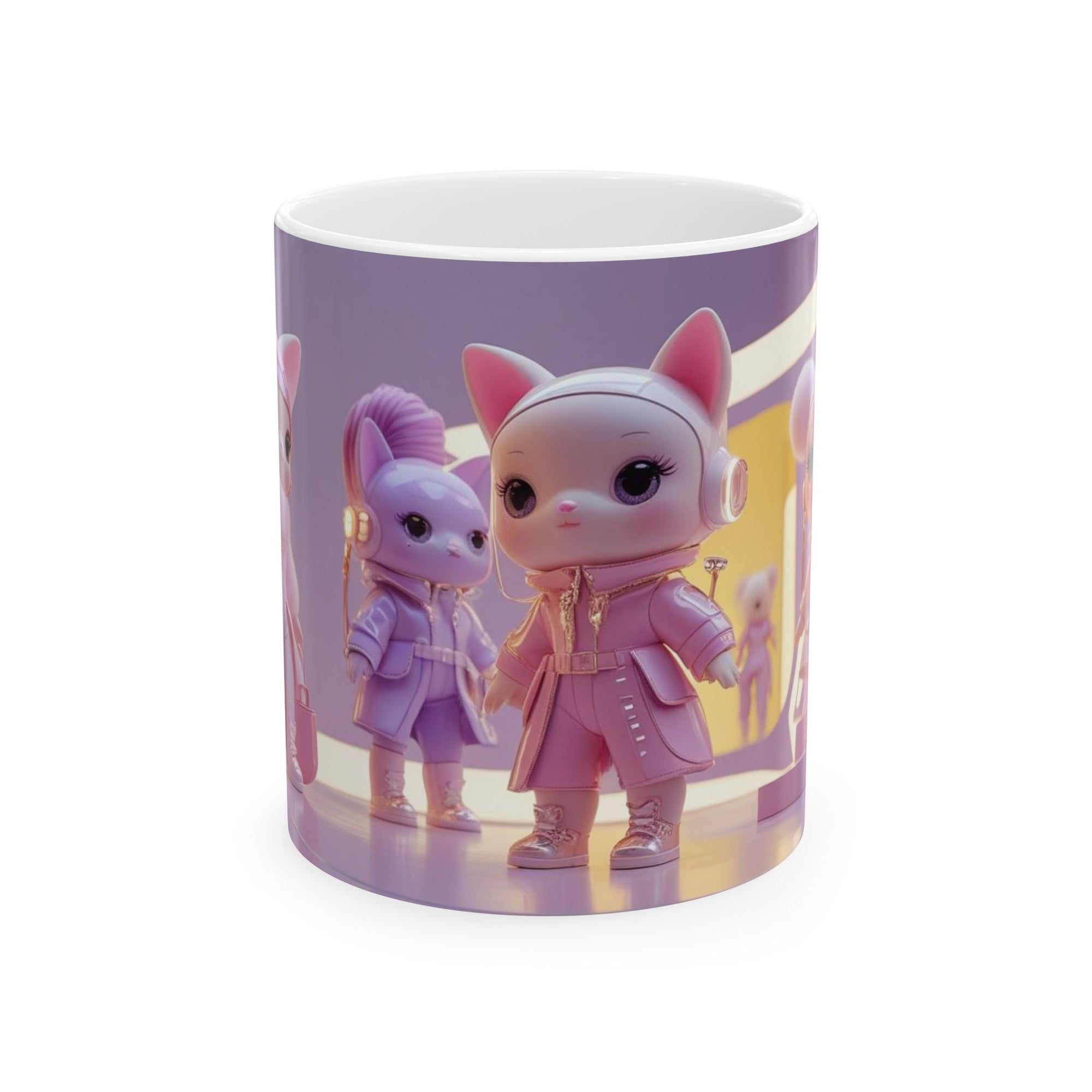 Maelinelle Cat Dolls Ceramic Mug - Kawaii Gift for Collectors, Kids, Birthdays, Holidays, Home Decor, Fun Drinkware